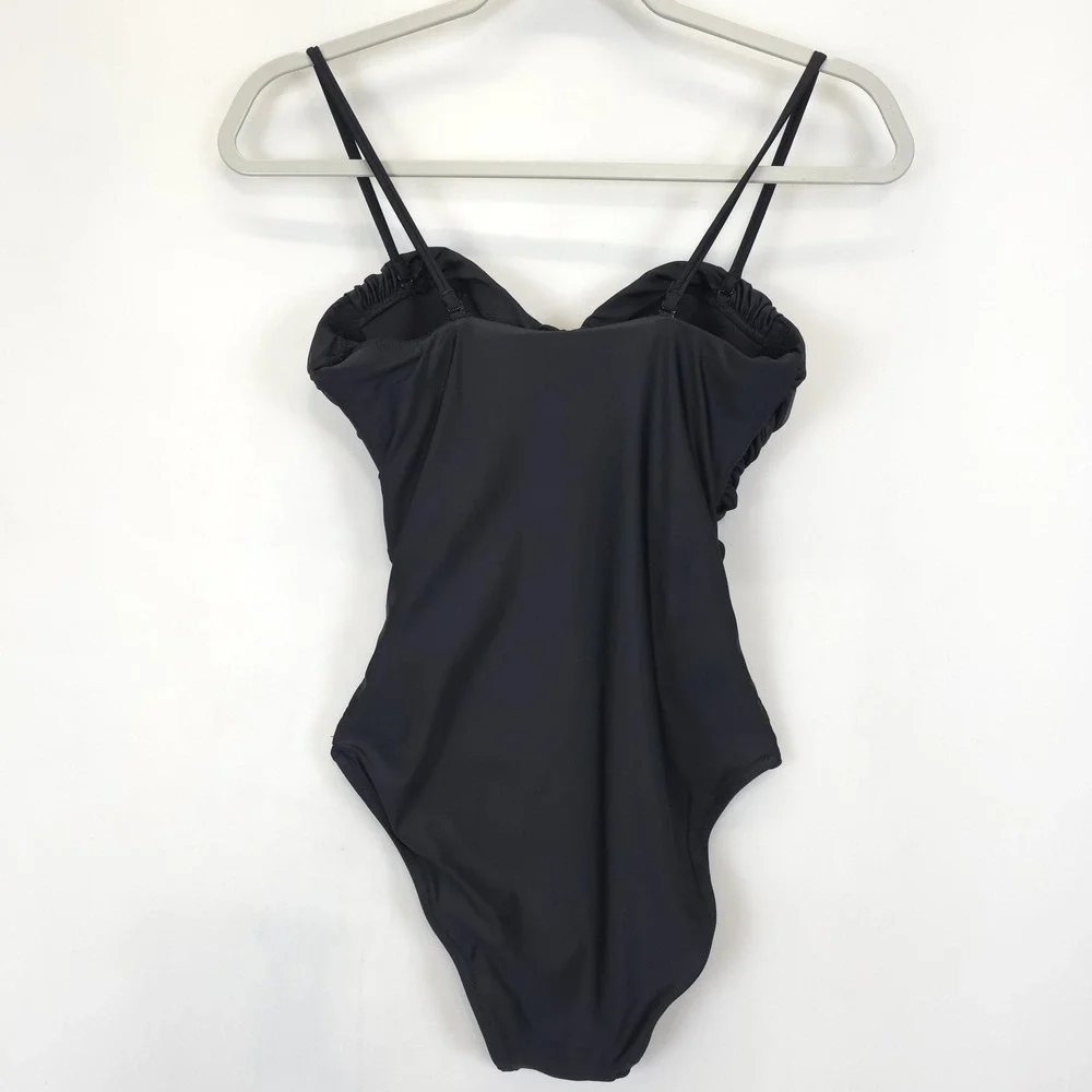 J Crew Swimsuit Womens Size 2 Black One Piece Ruched‎ Bust Recycled Lined BR018